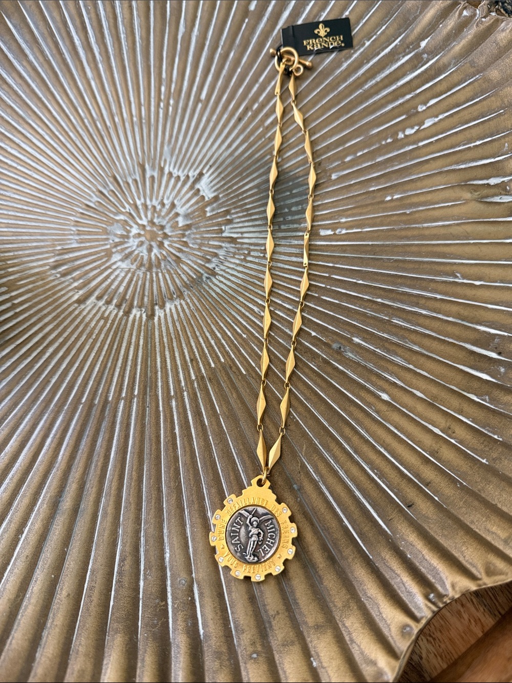 French Kande Gold Medallion Pendant Necklace